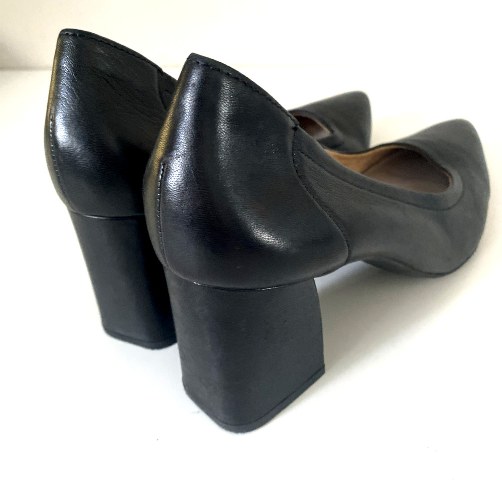 Paul Green Yvette Pump Black Leather Nappa Block Heel Point Toe 7.5 UK 10 US - Picture 7 of 10